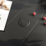 VICLLAX 35.5" Round Outdoor Bar Table, Bar Height Patio Table with Adjustable Umbrella Hole for Balcony, Black VICLLAX