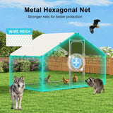 NGTEEN Large Metal Chicken Coop, Chicken Pen Walk in Chicken Run for Duck Rabbit Habitat Flat Shaped Poultry Cage with Waterproof Cover for Outdoor Farm Use, Spire Roof (10' L x 4.9' W x 6.4' H) NGTEEN