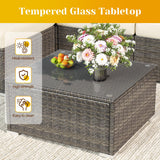 SUNVIVI OUTDOOR Outdoor Patio Furniture Set, 5 Piece Patio Conversation Set, Waterproof Wicker Patio Furniture Set, All Weather Combination Patio Conversation Sets with Cushions and Glass Table, Beige SUNVIVI OUTDOOR