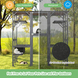 Tangkula Catio Outdoor Cat Enclosure Large, 71 Inch Outdoor Cat House Weatherproof with Asphalt Roof, Wooden Cat Cage Playpen with 7 Jumping Platforms & 2 Resting Boxes, Walk-in Cat Kennel Condo Tangkula
