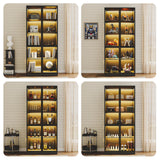 Jartoil Display Cabinet with Glass Doors & Lights, 5-Tier LED Storage Curio Cabinet, Trophy Display, Lighted Display Bookcase for Home Office, Black Jartoil
