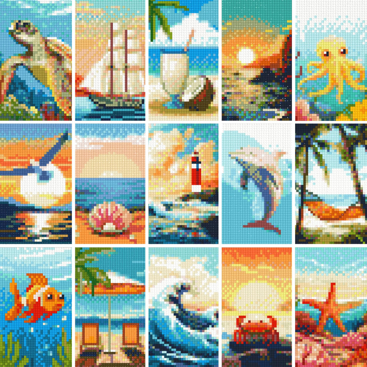 LuwoArte 15 Pack Diamond Painting Kits for Adults – Beach, Summer Vibes & The Sea Breeze – Full Drill DIY Paint Gem Art for Adults – Brilliant 5D Diamond Painting Kit – Relaxing Craft for Wall Décor LuwoArte