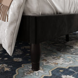 Allewie Full Size Platform Bed Frame with Adjustable Velvet Tiara Headboard, Upholstered Diamond Button Tufted, Wood Slats Support, No Box Spring Needed, Black Allewie