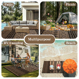 Wallona Outdoor Rugs 5x8 ft Patio Waterproof Clearance Indoor Outdoor Carpet for Patio Plastic Straw Reversible Area Rugs Mat for RV, Camping, Balcony, Beach, Picnic, Porch, Boho Black & Brown Wallona