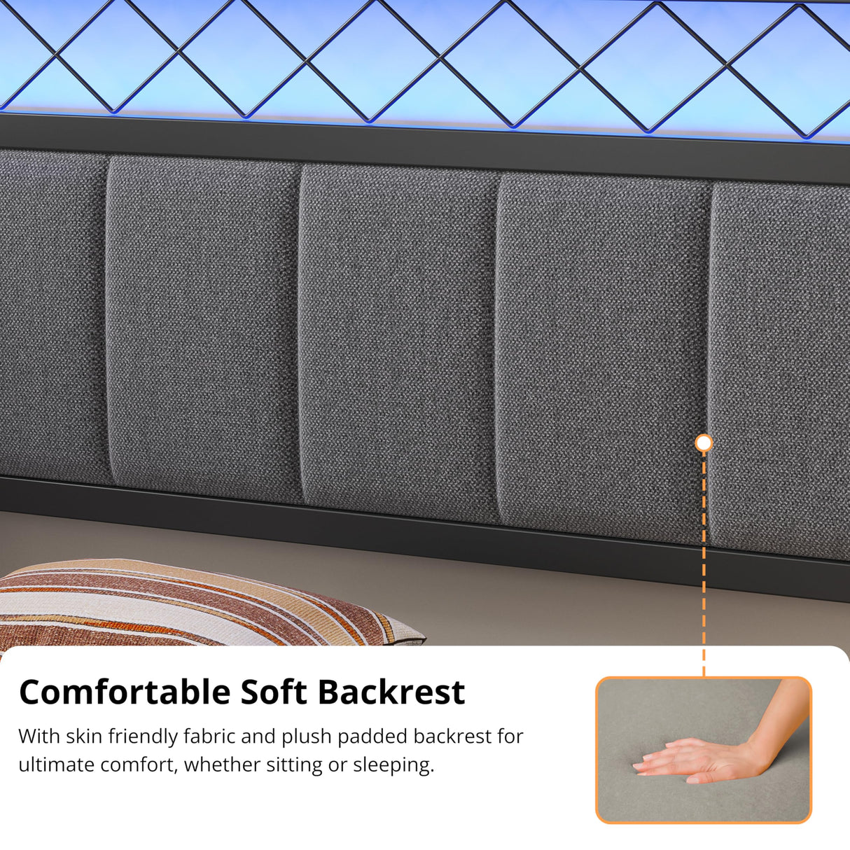 ANCTOR Twin Daybed with 2 Storage Drawers, Corner Bed Frame with LED and Charging Station, Metal Platform Daybed Frame for Living Room, Bedroom and Guest Room, Gray ANCTOR