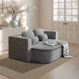 IZLKQC 75'' Convertible Folding Sofa Bed, Memory Foam Couch, Foldable Full Size Love Seat Sleeper Bed, 2-in-1 Foldable Curved Sleeper Sofa with 4 Pillows and Blanket for Living Room (Corduroy, Gray) IZLKQC