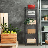 GIOTORENT 5-Wire Shelving Storage Garage Organizer, Adjustable Metal Shelf Wire Shelving Unit Rack for Laundry Bathroom Kitchen Storage, Pantry Closet Shelves, Matt Black GIOTORENT