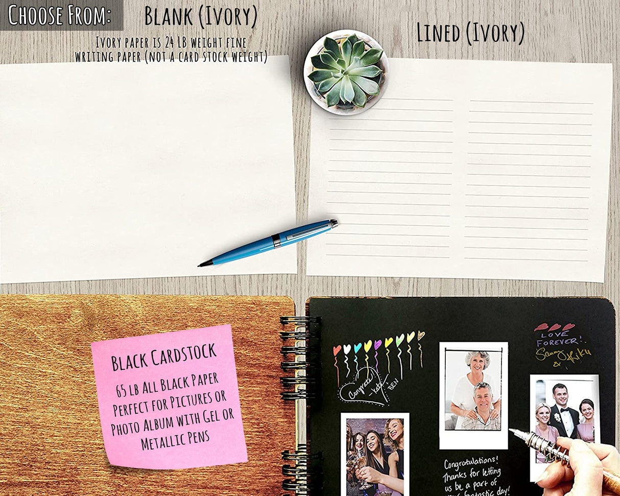 Wooden Wedding Guest Book Custom Made in USA (11"x8.5", Black Stain) Wood Rustic Vintage Personalized 50th Anniversary Bridal Shower Guestbook Weddings-by-StockingFactory