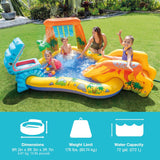 Intex Inflatable Dinosaur Play Center Outdoor Playhouse Inflatable Water Park with Kid Pool Slide, Water Sprayer, Waterfall, and 6 Balls, Multicolor Intex