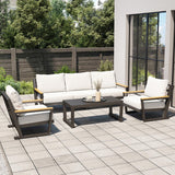 Aug-guan Aluminum Outdoor Sofa,4 Seats Modern Patio Furniture Set,Sectional Sofa Conversation Set with Coffee Table, Upgraded Washable Cushions for Garden Backyard,Grey Aug-guan
