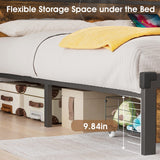 Alohappy Full Size Bed Frame with Storage Headboard and Drawers, Metal Platform Bed Frame RGB Led Lights and with Charging Station, No Nosie No Box Spring Needed (Full) Alohappy