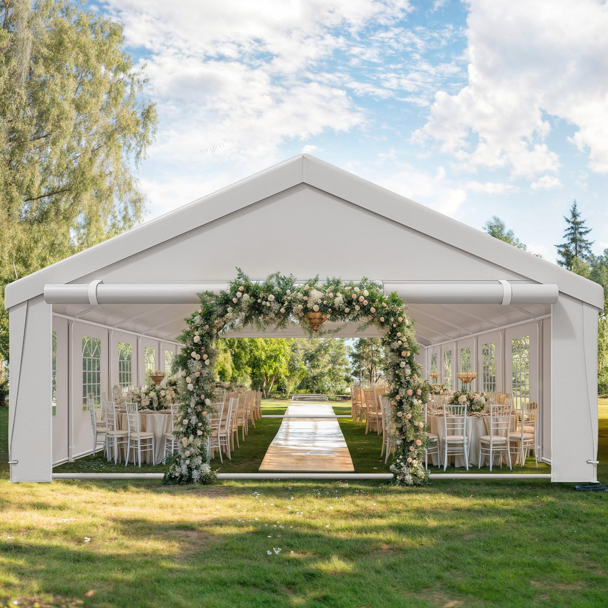YITAHOME 20x40 ft Party Tent Outdoor Wedding Event Shelters Heavy Duty Upgraded Galvanized Canopy with Large White Roof, Removable Sidewalls YITAHOME