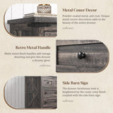 EnHomee Dresser for Bedroom with 7 Drawers Wood Dresser with Smooth Metal Rail Long Dressers & Chests of Drawers Farmhouse Dresser for Bedroom Dresser TV Stand for Bedroom, Closet, Dark Rustic Oak EnHomee