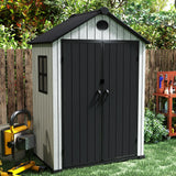 ZYJOYY 6x4 FT Resin Storage Shed,Lockable Door, and Vents for Garden, Backyard, Patio, Lawn,Grey Black ZYJOYY