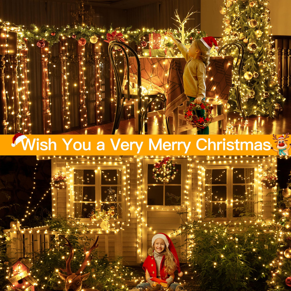 Ollny Christmas Lights 1000 LED 330 FT, IP67 Waterproof Plug in Christmas Tree Lights with Remote, 8 Modes, 3 Timers, Dimmable, House Xmas Indoor Decorations Outdoor Christmas Lights (Warm White) Ollny