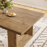 Tribesigns Farmhouse Dining Table for 6-8, 63-Inch Rectangle Kitchen Table with Strong Geometric Frame for Kitchen & Dining & Living Room (Natural) Tribesigns