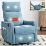 Rocker Recliner Chair for Adults, Swivel Rocker Recliner with Massage and Heat, Adjustable Glider Recliner Nursery Chair with Black Metal Base, Small Recliners for Small Spaces, Living Room (Blue) anwickjeff
