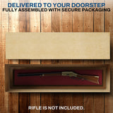 PENNZONI Gun Display Case - Lockable Rifle Display Case - Gun Cabinets for Rifles & Shotguns - Sword Wall Mount, Gun Wall Mount Display Case w/ Acrylic Door | Walnut, Red Felt PENNZONI