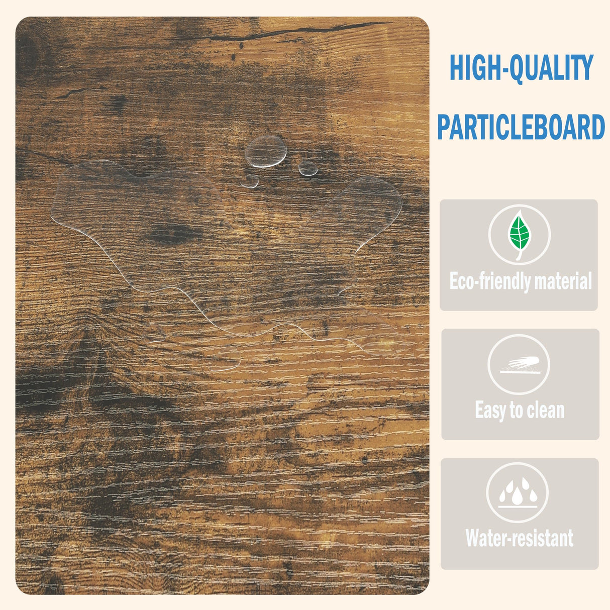 MMEOLUOOK Large End Table Farmhouse Side Table Industrial Style Sofa Table Coffee Table Metal X Wood Accent End Table NightStand with Storage Shelf for Living Room Bedroom MLBZ16R MMEOLUOOK