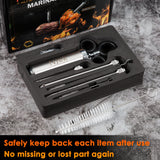 Njek Stainless Steel Meat Flavor Injector Kit, 2-oz Large Capacity with 3 Professional Needles, Marinade and Seasoning Injector Syringe for Beef, Turkey, Brisket, Sturdy and Heavy-duty for BBQ Grill Njek