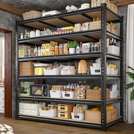 DurayLoly 55" W Storage Shelves, 3060LBS Garage Shelving Heavy Duty, 6-Tier Heavy Duty Shelving, Adjustable Metal Shelving Unit for Garage, Warehouse, Pantry, Kitchen, 55" W × 24" D × 84" H, Black DurayLoly