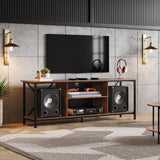 WLIVE TV Stand up to 65 Inch TV, 55" Entertainment Center, Industrial TV Console with Open Storage Shelf for Living Room and Bedroom, Rustic Brown WLIVE