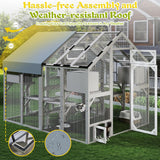 PetsCosset 71" H Catio Outdoor Cat Enclosure for Multiple Cats Large Wooden Walk in Cats House Outside Weatherproof Roof,Attached to House's Window,Cat's Door and Tunnel PetsCosset