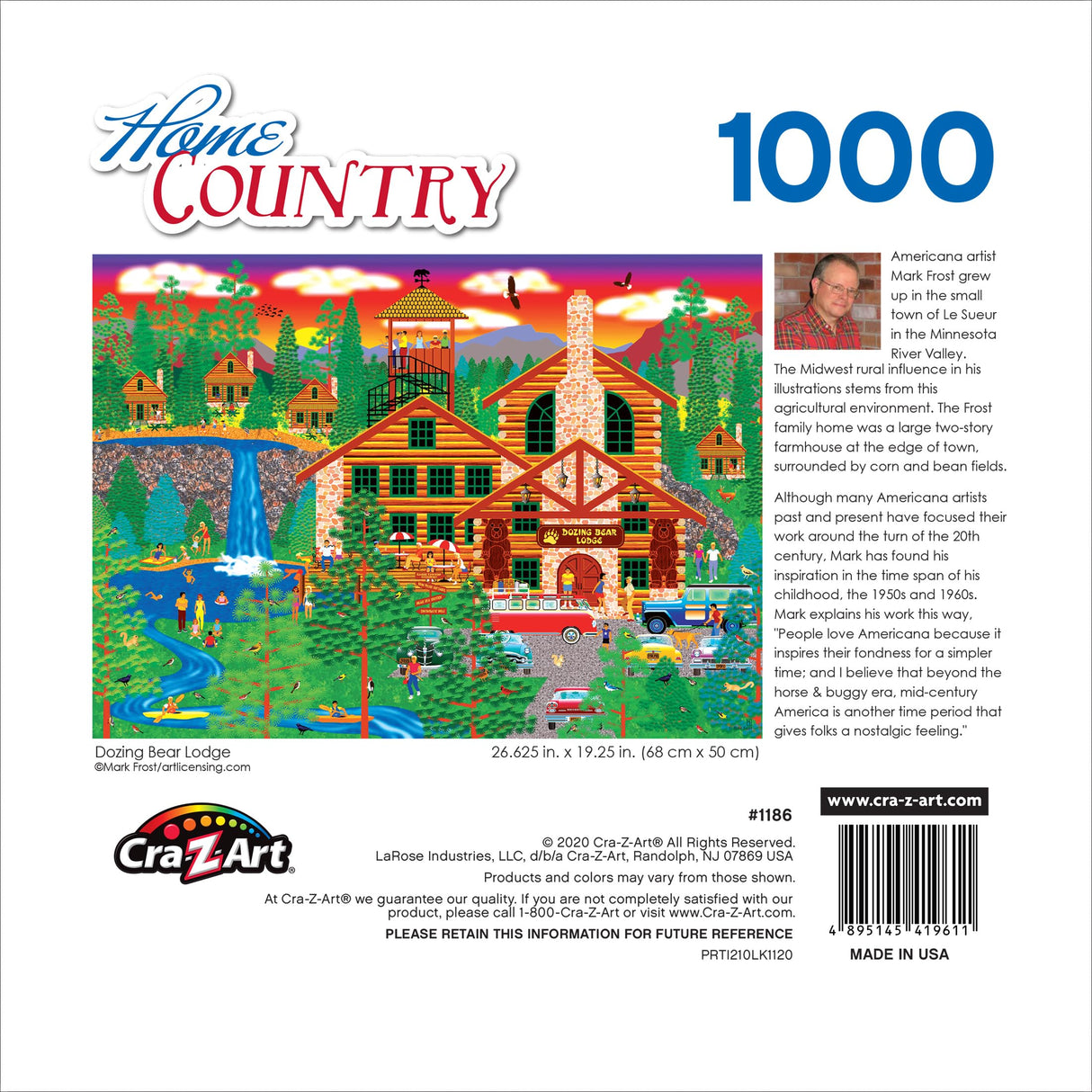 RoseArt - Home Country - Dozing Bear Lodge - 1000 Piece Jigsaw Puzzle for Adults Cra-Z-Art