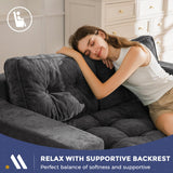 MAXYOYO Boneless Sofa Couch, Loveseat Sofa for Small Space, Tufted 2-Seater Floor Couch Bean Bag Chair for Living Room Bedroom Apartment, Sofa in a Box, No Assembly Needed, Dark Grey MAXYOYO