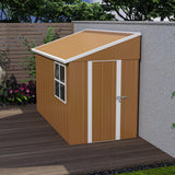 YOPTO 8x4 FT Sheds & Outdoor Storage,Heavy-Duty Metal Steel Shed with Windows and Weatherproof Sloped Roof,Waterproof Tool Sheds w/Lockable Door & Ventilation,for Garden,Lawn,Brown YOPTO