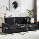 83.86" Couch Sofa with Extra Deep Seat, Modern Corduroy Fabric Sofa Cloud Couch with 2 Cup Holders, Comfy Upholstered 3 Seater Sofa Bed Couches for Living Room, Apartment, Office, Black SLEERWAY