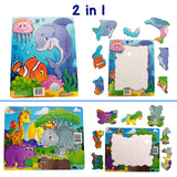 Just Smarty Preschool Puzzles for Toddlers 2-4 Set of 2 | Fun Shapes Ocean Puzzle and Zoo Puzzle 7 Pieces Each with Tray | Kids Puzzles Ages 2-4 | Educational and Learning Puzzles Kindergarten Level 2 Just Smarty