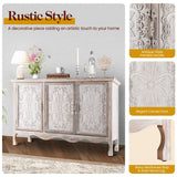 FansaFurn Accent Storage Cabinet with 3 Carved Doors and Shelves, Farmhouse Sideboard Buffet Sideboard with Storage, Wood Kitchen Cabinet for Living Room, Entryway, Dining Room and Kitchen, Wash Grey FansaFurn