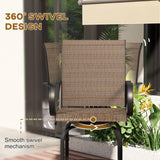 Outsunny Outdoor Bar Stools with Armrests, Set of 2 360° Swivel Bar Height Patio Chairs with High-Density Mesh Fabric, Steel Frame Dining Chairs for Balcony, Poolside, Backyard, Brown Outsunny