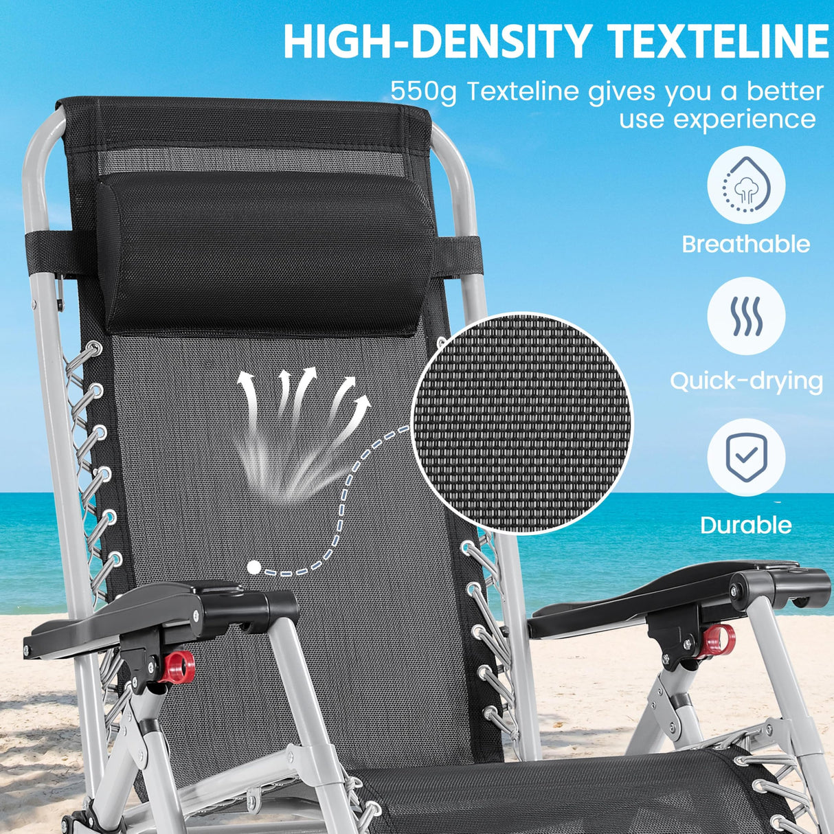 Yaheetech Zero Gravity Chair, Folding Reclining Lounge Recliner with Removable Pad & Headrest & Side Cup Holder Tray for Indoor and Outdoor Gray/1 Yaheetech