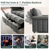 Jocisland 93” Convertible Sofa Bed with Pull-Out Sleeper, 4-in-1 Couch with 5-Position Backrest, Tufted Chenille, Easy 10-Min Assembly, Modern Couch for Living Room & Guests – Gray Jocisland