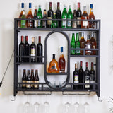 39in Wine Rack Wall Mounted with Led Light, 3-Tiers Black Bar Shelf Wall Mounted, Liquor Bottle Display Shelf, Wall Wine Rack for Kitchen Bar Dining Rooms Decoration BGGFNZ