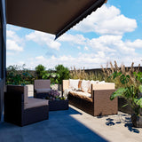 Pamapic Patio Furniture Set, 7 Pieces Modular Outdoor Sectional, Patio Sectional Sofa Conversation Set, Rattan Sofa with Coffee Table and Washable Cushions Covers, Brown Rattan and Beige Cushions Pamapic