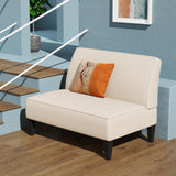 Yongqiang Small Loveseat Mini Sofa Couch Accent Upholstered Bench with Back Living Room Bedroom Office Armless Love Seat Settee Beige Yongqiang