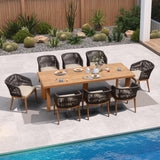 PURPLE LEAF 9 Pieces Outdoor Dining Set Patio Furniture Set Aluminum Rattan Wicker Patio Dining Table and Chairs Set for 8 for Lawn Backyard Deck Brown PURPLE LEAF