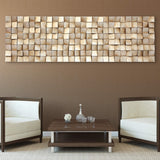 Empire Art Direct Textured II Rugged Blocks with Gold Leaf, 3D Wood Wall Art, Ready to Hang, 72" x 22", Living Room,Bedroom Empire Art Direct