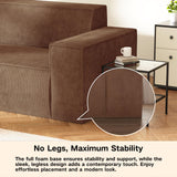 Swbvs Sofa-in-a-Box, Memory Foam 3-Seater Couch, No Installation & Easy to Transport, Deep Seat Modern Sofa with Corduroy Fabric, Couch for Living Room, Bedroom, Apartment, Home Office, Brown Swbvs