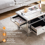 VINGLI Mirrored Lift Top Coffee Table, Assembled Modern Coffee Table with Drawers for Living Room (Silver, 35'' x 19'' x 18'') VINGLI