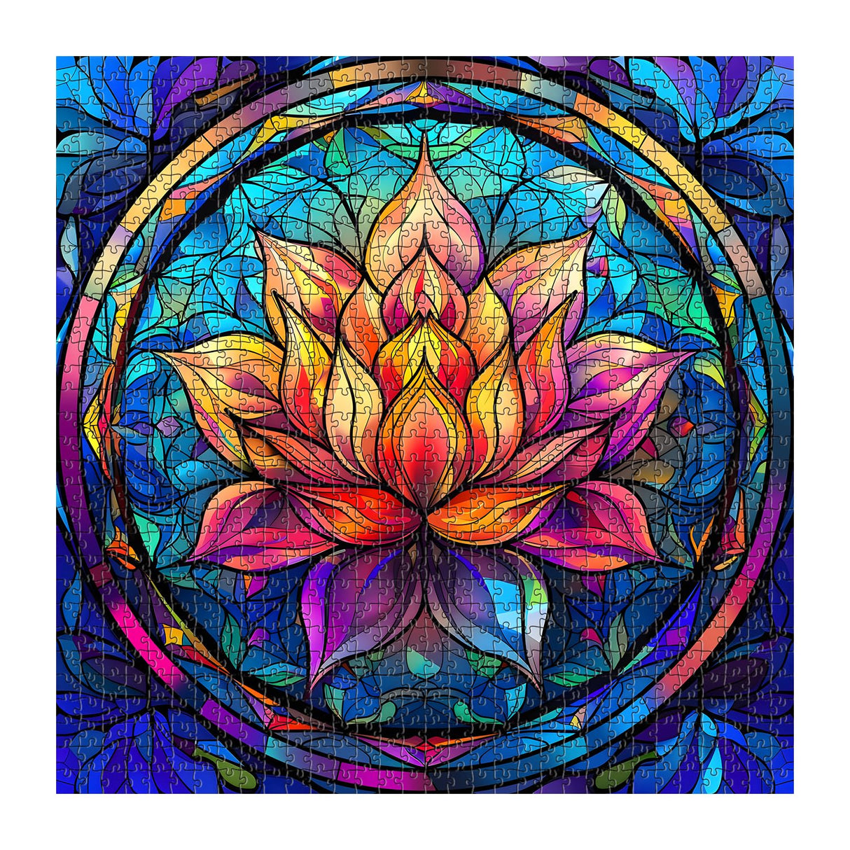 Stained Glass Puzzle for Adults 1000 Pieces, Lotus Flower Puzzles 1000 Pieces Art, Impossible Hard Challenging Puzzles, Colorful Stained Glass Jigsaw Puzzle Waterlily PICKFORU