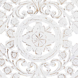 Deco 79 Wooden Floral Handmade Home Wall Decor Intricately Carved Wall Sculpture with Mandala Design, Wall Art 36" x 2" x 36", White Deco 79