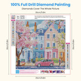 Miwixy Cherry Blossom Diamond Art Kits for Adults,Dog Spring Street Diamond Painting,Pink Car 5D Full Drill Diamond Dots Paintings,Round Diamond Art Canvas for Beginners Home Wall Decor12x12inch Miwixy