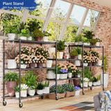 Heavy Duty Shelving, 76.2" H Garage Shelving Unit with Wheels, 4-Tier Garage Storage Shelves Metal Shelves Rack, Adjustable Industrial Shelving for Warehouse Storage, 60" W x 24" D x 76.2" H, Black GIOTORENT