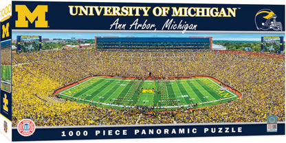 MasterPieces - 1000 Piece Jigsaw Puzzle, NCAA Michigan Wolverines, Panoramic Football Stadium View, Fun for Adults and Family, 13" x39