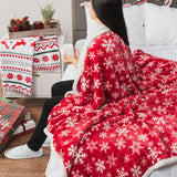 PAVILIA Premium Christmas Sherpa Throw Blanket | Red Snowflake Decoration, Fleece, Plush, Warm, Cozy Reversible Microfiber Holiday Blanket 50 x 60 PAVILIA