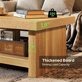 knoworld 47-Inch Rectangle Coffee Table, Wood Rectangular Center Tables, Farmhouse Low Cocktail Tea Table for Living Room, Thick Base/Easy Assembly, Natural knoworld